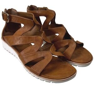 Eurosoft by Sofft Gladiator Sandals Womens 8M Brown Strappy Zip Travel Resort